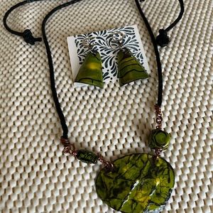 Matching necklace and pierced earrings